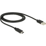 Delock USB-C 2.0 > USB-A-kabel (svart, 1 meter)