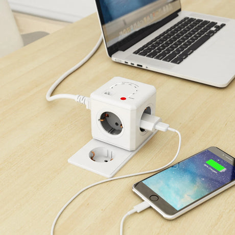 Allocacoc PowerCube Extended | Wi-Fi | Power Strip (White Grey, Belgium | France)