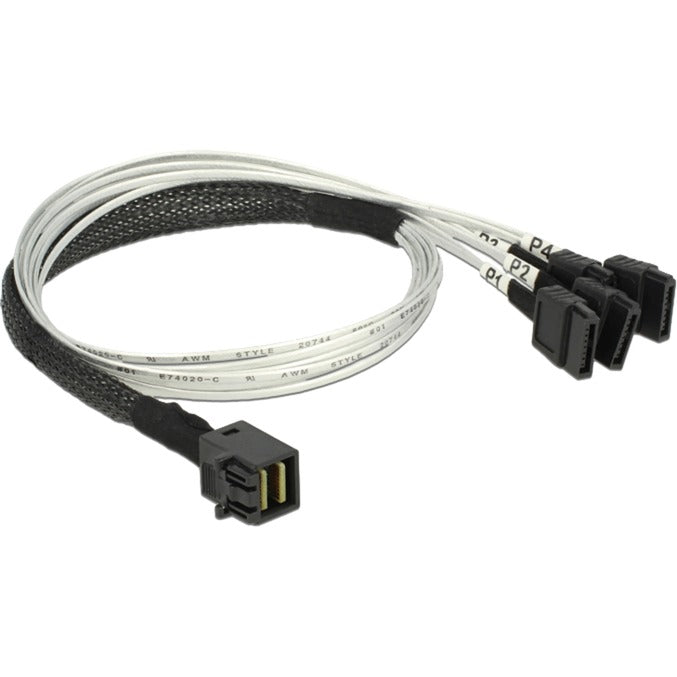 Delock mini SAS HD SFF-8643 > 4x SATA 7-Pin Kabel (schwarz, 0,5 Meter)