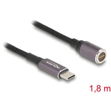 Nabíjací kábel pre notebook Delock USB typ-c samec na magnetický 8 pinový konektor 1,8 m kábel (antracitová čierna)