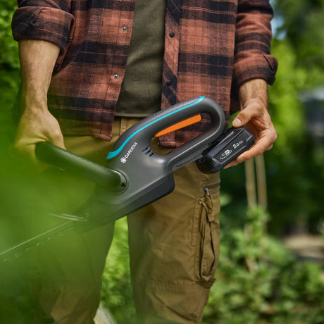 Gardena Cordless Hedge Trimmer EasyCut 55 18V Set (Grey Turquoise, 14735-20, Battery and Charger Included)