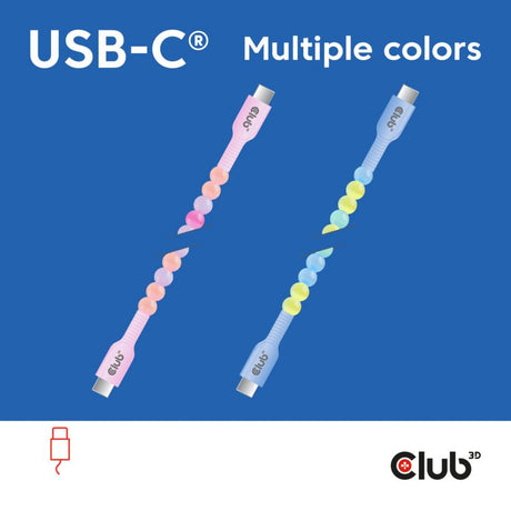 Club 3D USB-C beaded cable pink, 2 meters cable (pink)