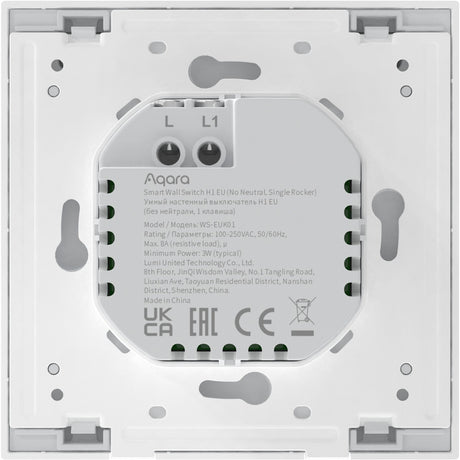 Aqara smart wall switch h1 (no neutral, single rocker) - zigbee 3.0 - single switch - without neutral wire
