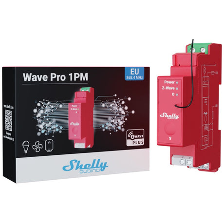Shelly qubino wave pro 13:00 relä (röd)