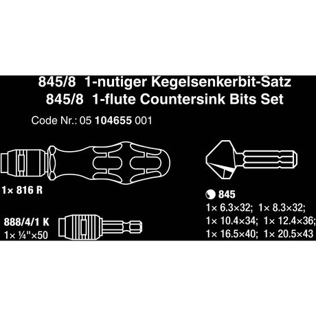 Wera 845 8 Senker-Bit-Set, 8-teiliges Bit-Set (schwarz grün)