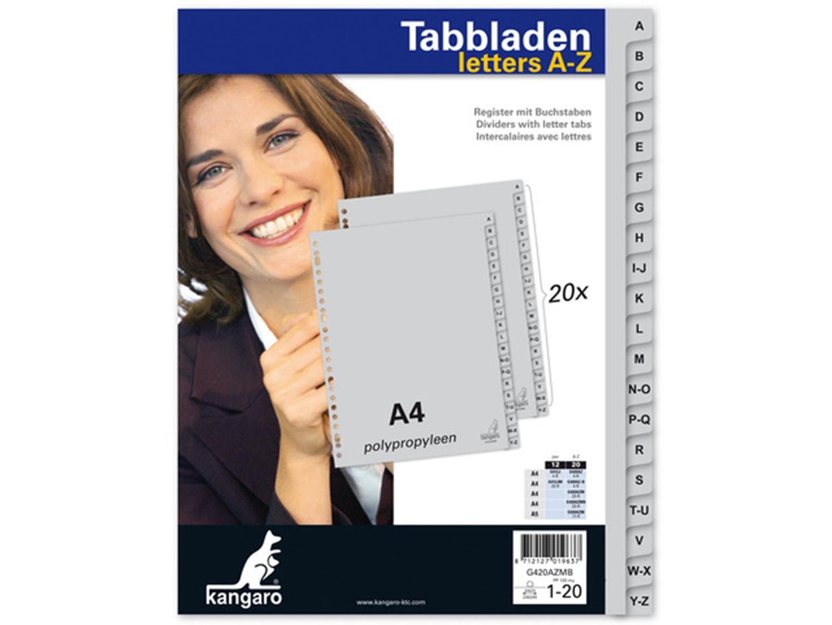 Imp kangaro tabs a4 23 rings a-z 20-piece plastic extra wide