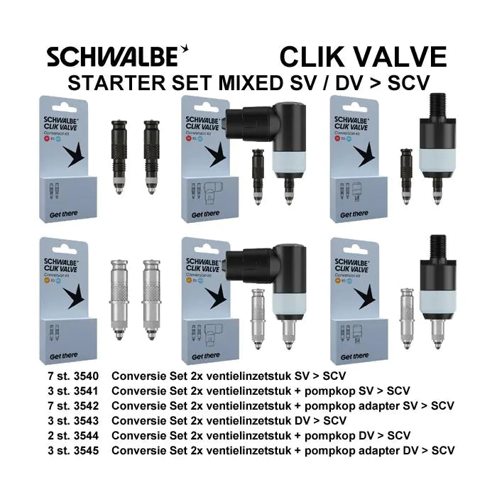 Schwalbe Benelux B.V. Schwalbe Valve Conversion Kit Clik SV-SCV DV-SCV 25-piece