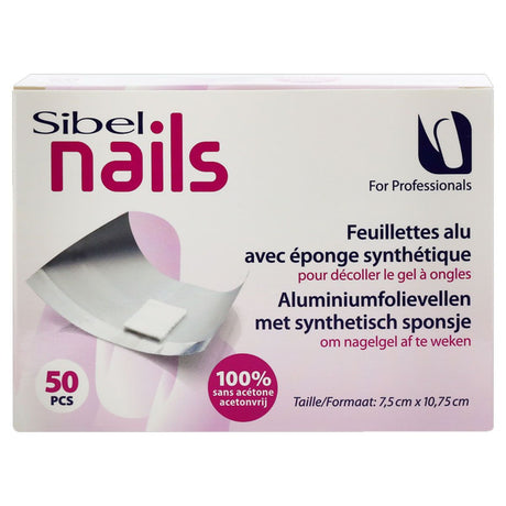 Sibel nails aluminum foil sheets with synthetic sponge 50 pcs.