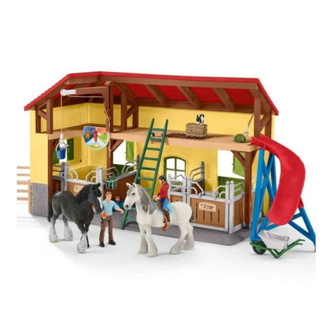 Kmetijski svet Schleich - konjski hlev - igrače za konje - 2 konja in kmečke igralne figure - 82 delov