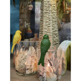 Cozydecor statue of sitting bird for mood lighting white green yellow polystone 4x3x7cm