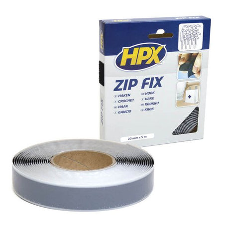 HPX produkty Zip fix suchý zips s háčikmi a slučkami čierny 20 mm x 5 m